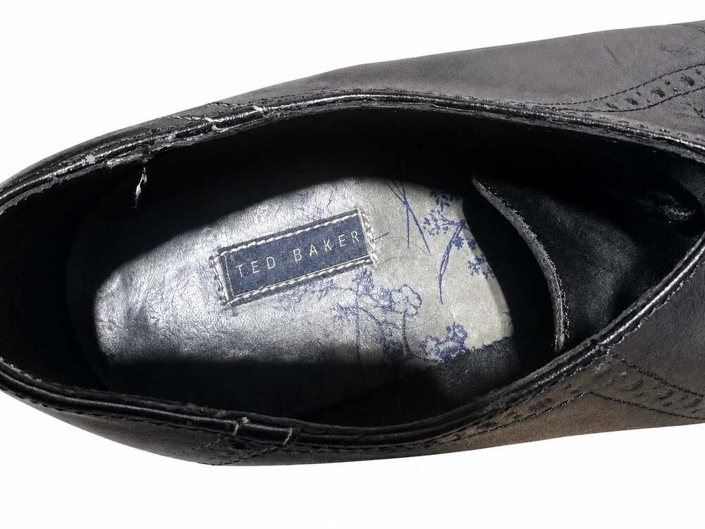 Ted Baker men black leather wingtip oxford dress shoes size 8 - Picture 6 of 6